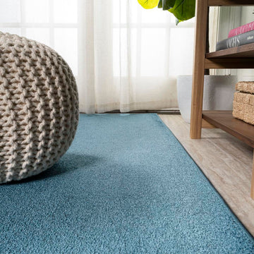 Haze Solid Low-pile Area Rug Turquoise